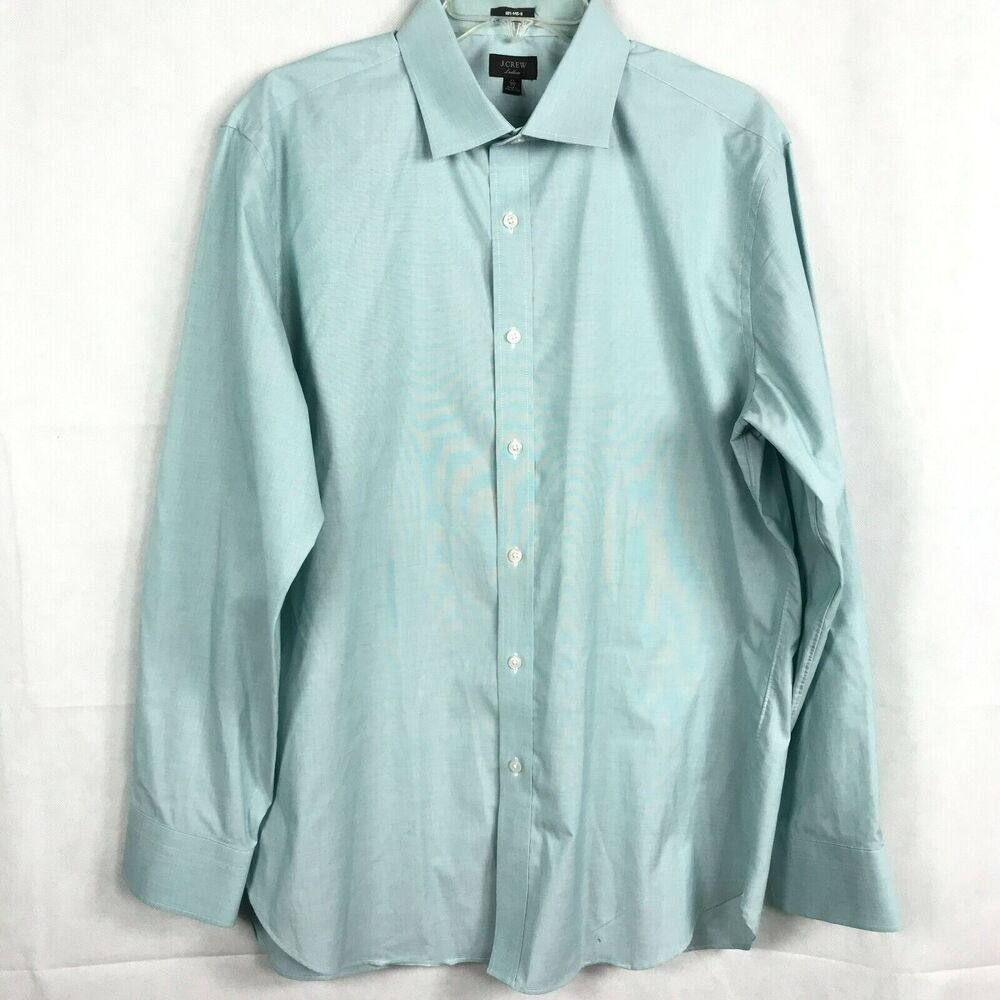 J. Crew Shirt Mens Sz‎ 17 35 Blue Cotton Ludlow Slim Fit Button Up Dress